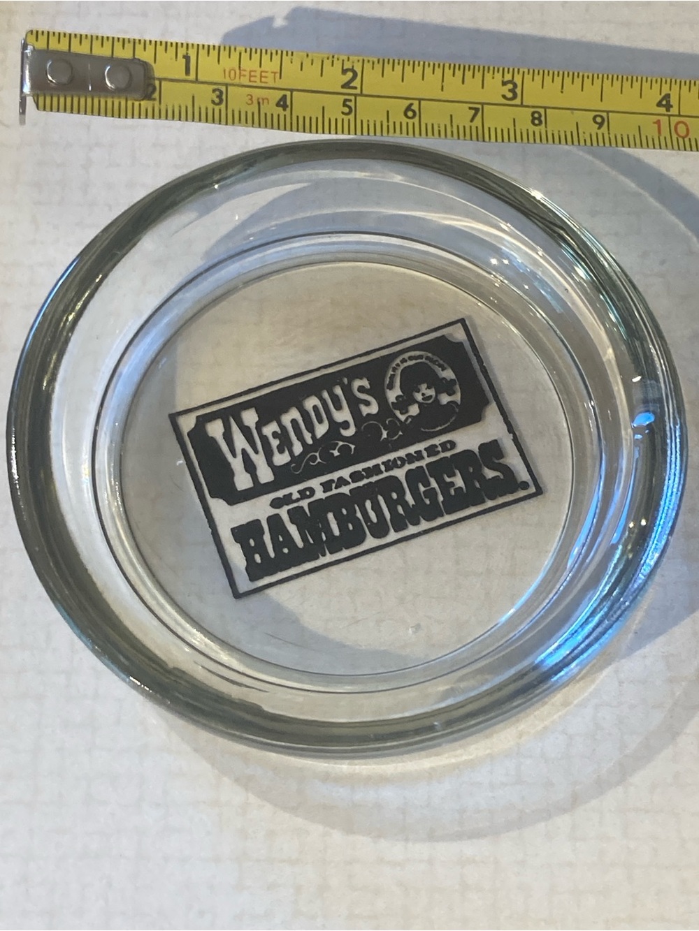 Wendy's Vintage Glass Ashtray with Black Logo